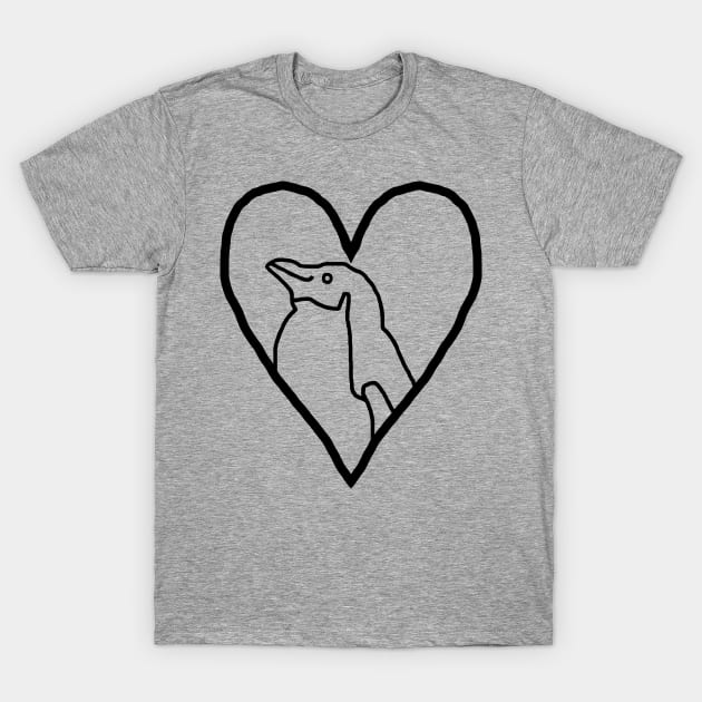 My Penguin Valentine Line Drawing T-Shirt by ellenhenryart